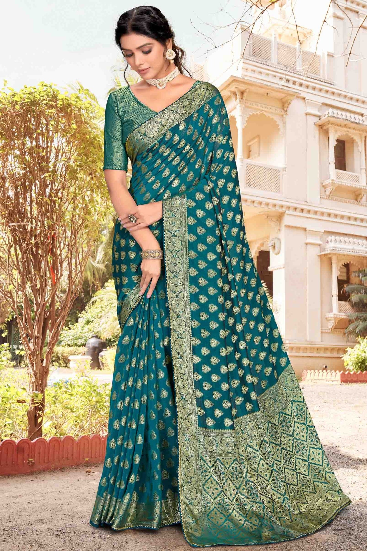Teal Colour Soft Silk Designer Saree SD1121252