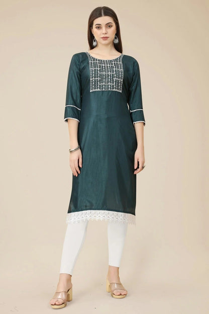 Teal Colour Soft Silk Kurti KR1111022