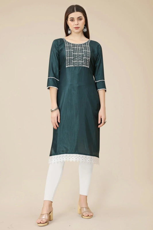 Teal Colour Soft Silk Kurti KR1111022