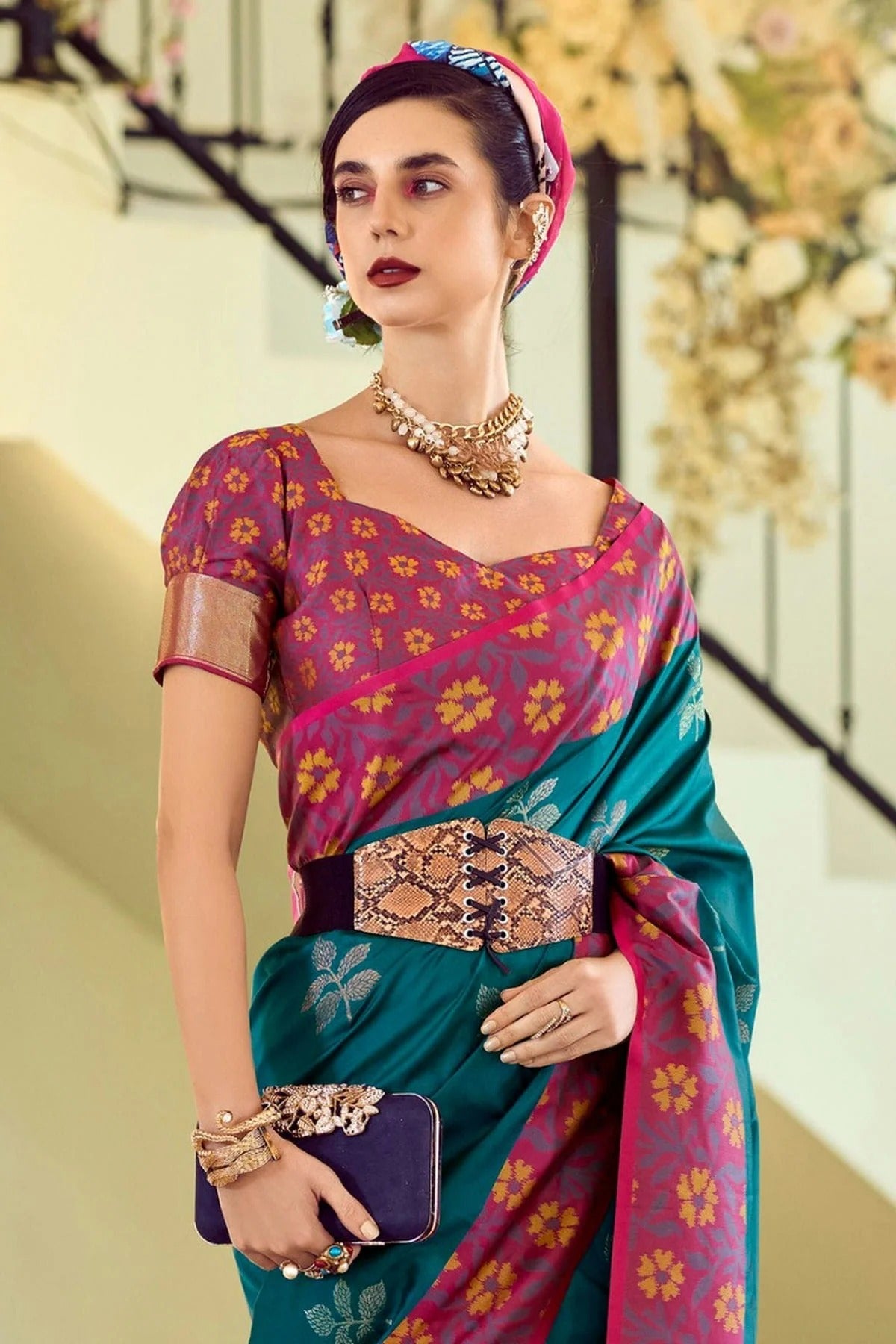 Teal Colour Soft Silk Traditional Saree SD1290247 A