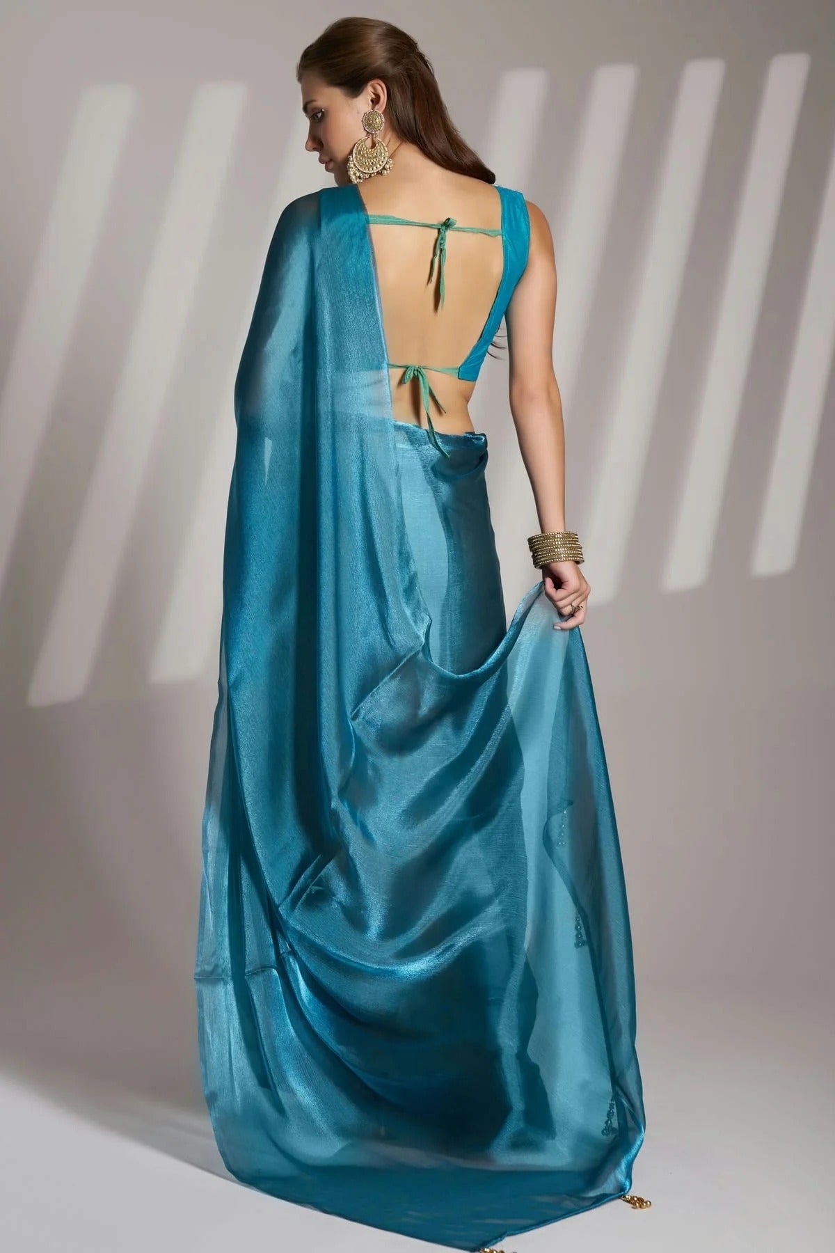 Teal Colour Twill Net Saree SD1112739 A