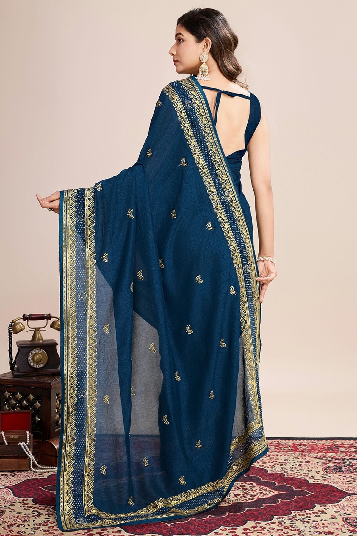 Teal Colour Vichitra Silk Designer Saree SD1111802 A