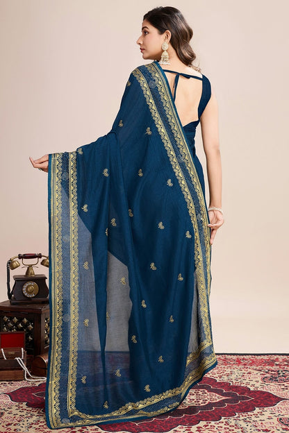 Teal Colour Vichitra Silk Designer Saree SD1111802 A