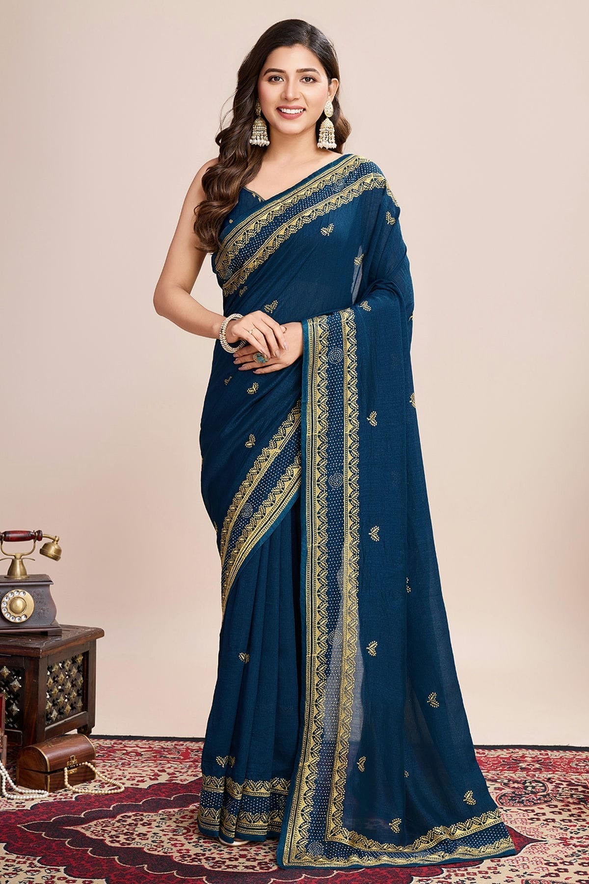 Teal Colour Vichitra Silk Designer Saree SD1111802