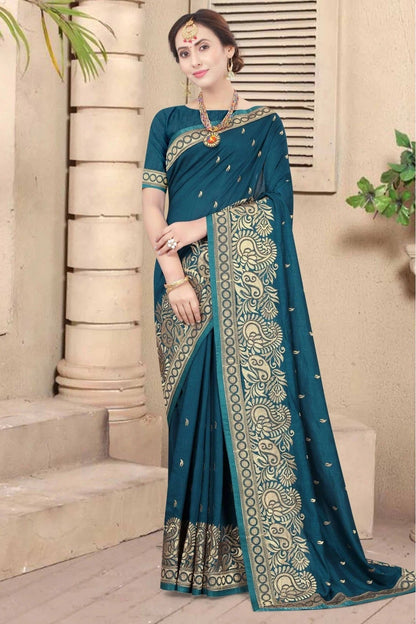 Teal Colour Vichitra Silk Designer Saree SD1120677