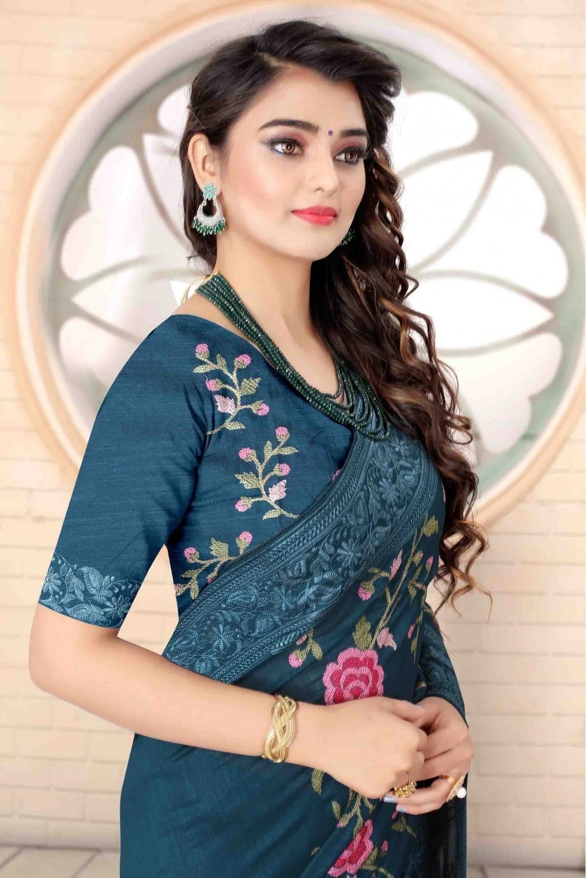 Teal Colour Vichitra Silk Designer Saree SD1120721 A