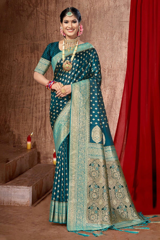 Teal Colour Woven Work Banarasi Silk Saree SD1101522