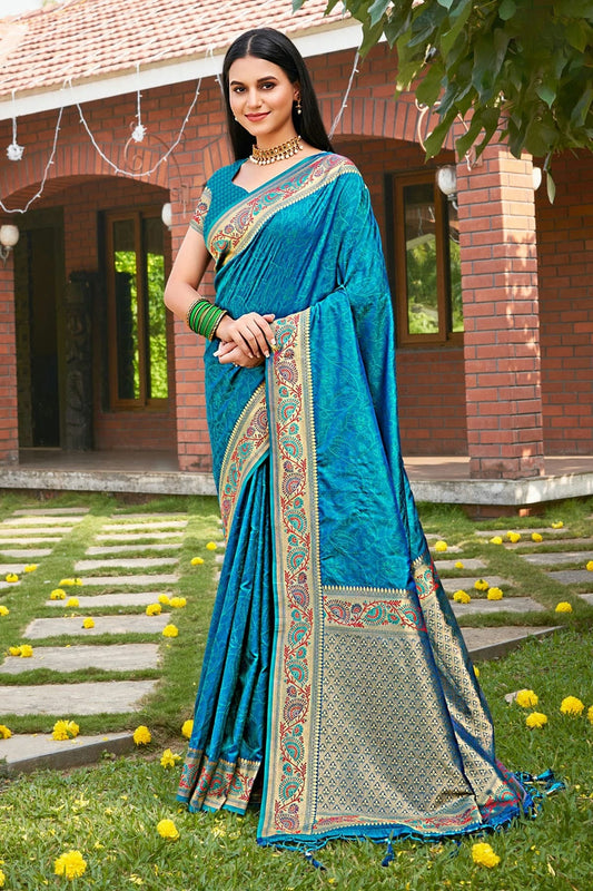 Teal Colour Woven Work Kanjivaram Silk Saree SD1101712