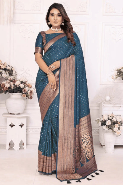 Teal Colour Woven Work Soft Silk Traditional Saree SD1250284