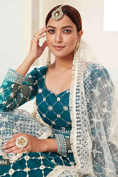 Teal Green Colour Net Designer Lehenga Choli LC1240020 B