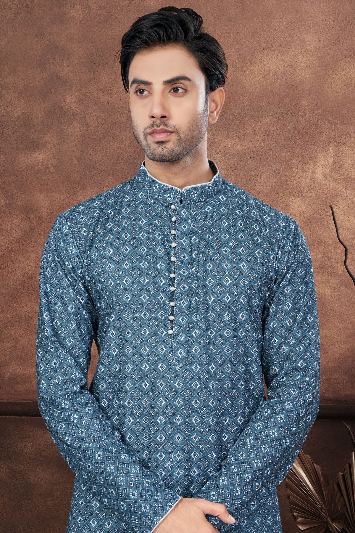 Teal Soft Rayon Kurta Pajama KP1040677 A