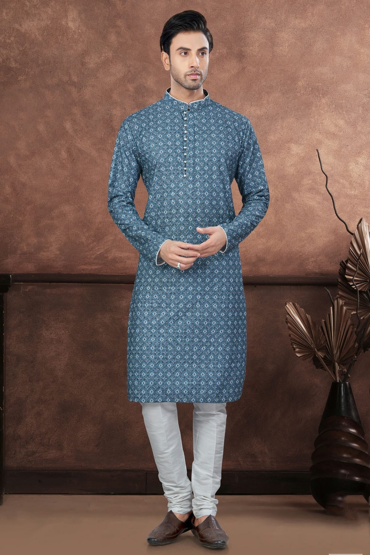 Teal Soft Rayon Kurta Pajama KP1040677