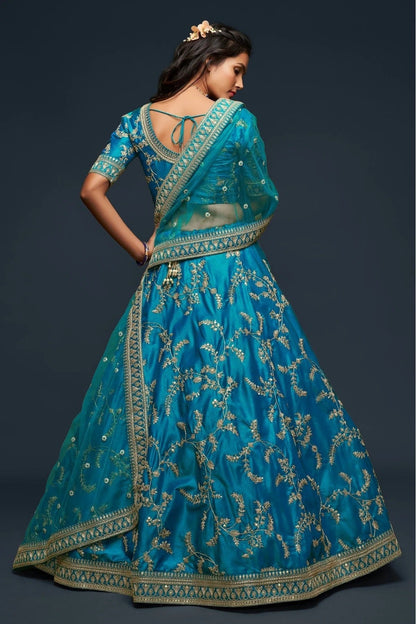 Teal and Blue Colour Art Silk Lehenga Choli LC1010109 A