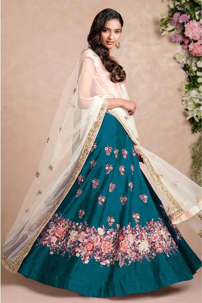 Teal and Blue Colour Banglori Silk Lehenga Choli LC1010010 A