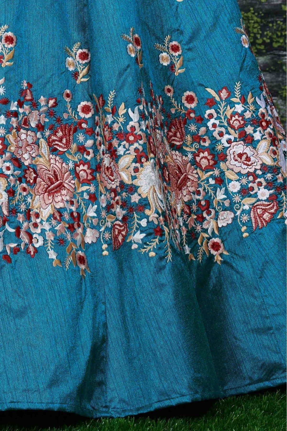 Teal and Blue Colour Banglori Silk Lehenga Choli LC1010010 D