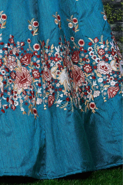 Teal and Blue Colour Banglori Silk Lehenga Choli LC1010010 D