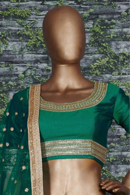 Teal and Green Colour Mulberry Silk Lehenga Choli LC1010059 B