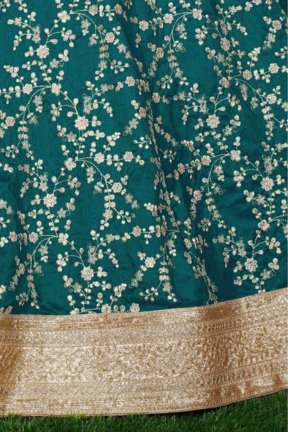 Teal and Green Colour Mulberry Silk Lehenga Choli LC1010059 C