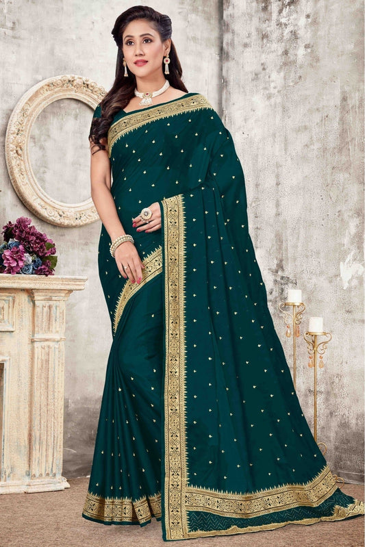 Teal and Green Colour Rangoli Silk Designer Saree SD1120691