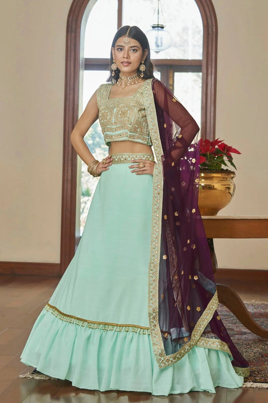 Titan Silk Designer Lehenga Choli In Aqua Blue Colour LC1270041 A