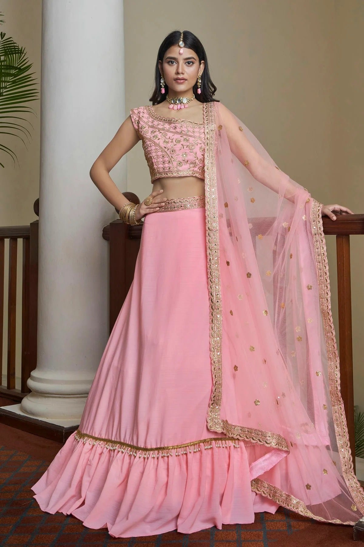 Titan Silk Designer Lehenga Choli In Baby Pink Colour LC1270039 A