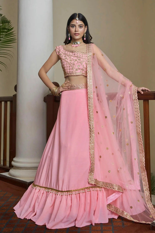 Titan Silk Designer Lehenga Choli In Baby Pink Colour LC1270039 A