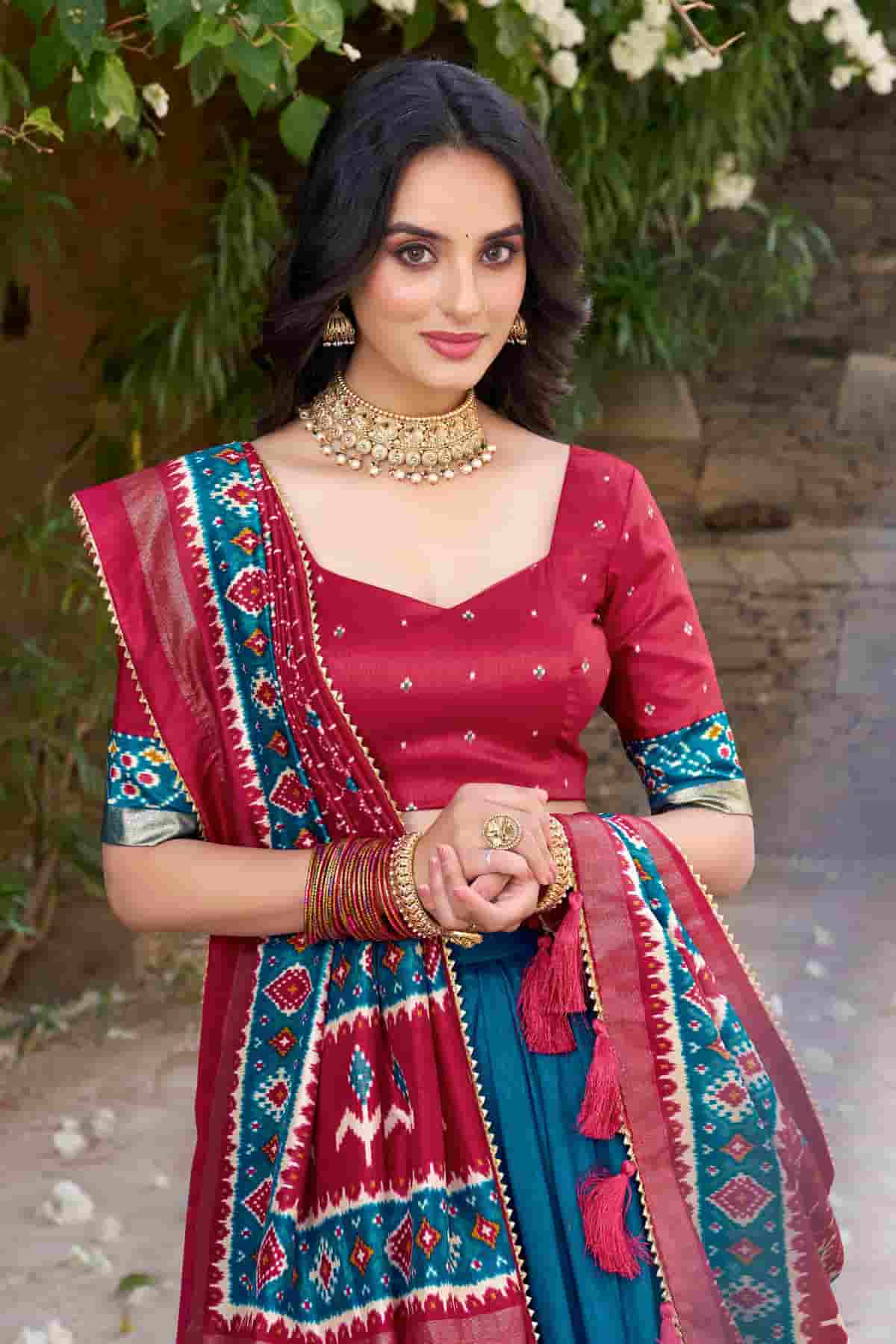 Tussar Silk Zari Woven Work Lehenga Choli In Light Blue Colour