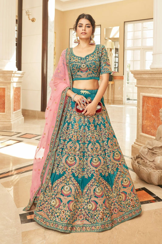 Velvet Embroidery A Line Lehenga Choli LC1010166