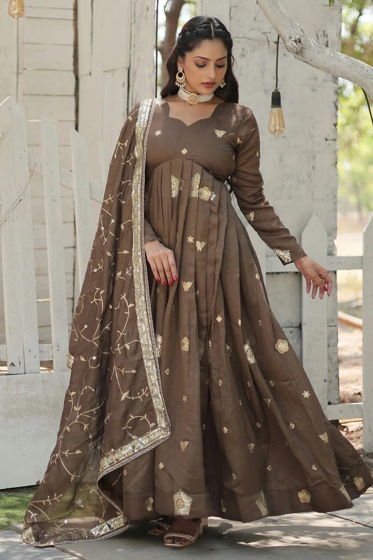 Vichitra Shimmer Readymade Long Gown GW1110539 A