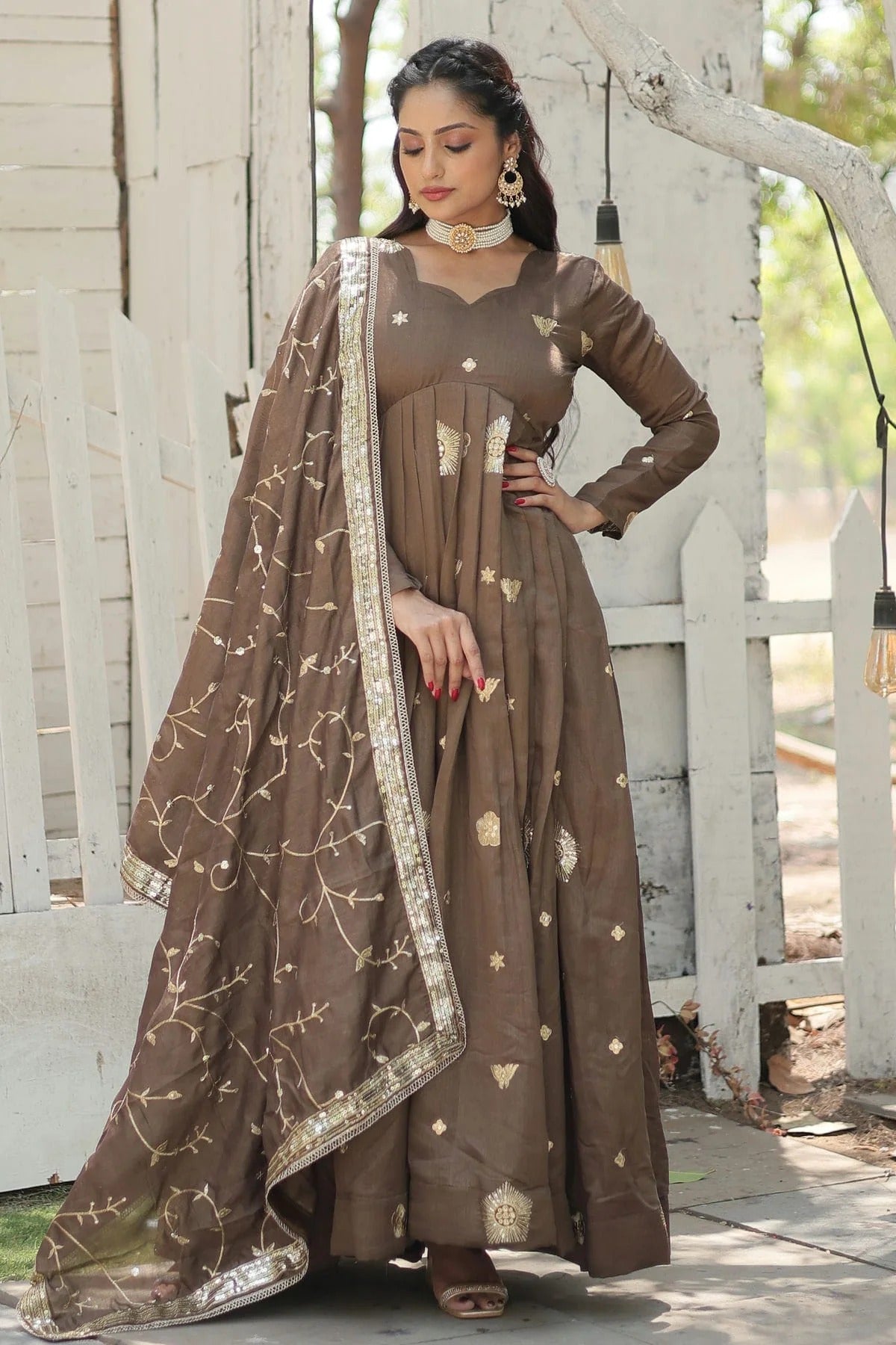 Vichitra Shimmer Readymade Long Gown GW1110539 B