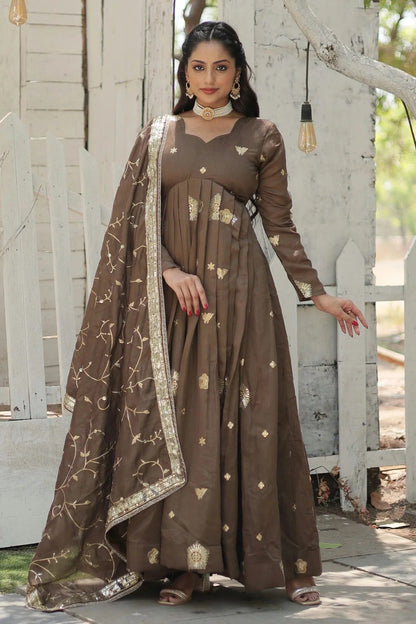 Vichitra Shimmer Readymade Long Gown GW1110539