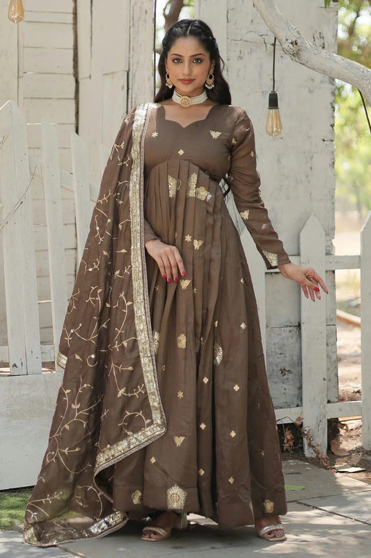 Vichitra Shimmer Readymade Long Gown GW1110539