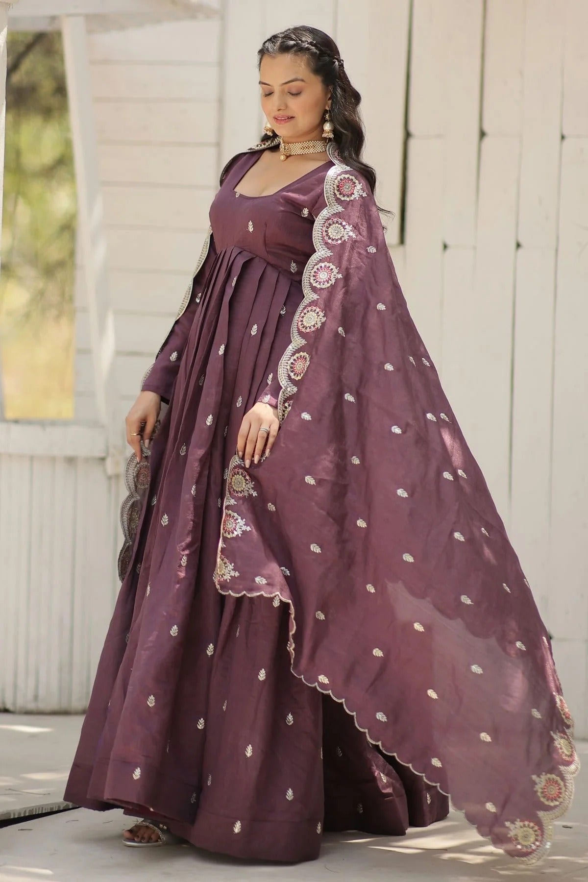 Vichitra Shimmer Readymade Long Gown GW1110547 A