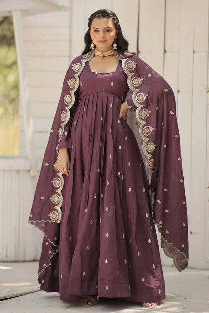 Vichitra Shimmer Readymade Long Gown GW1110547