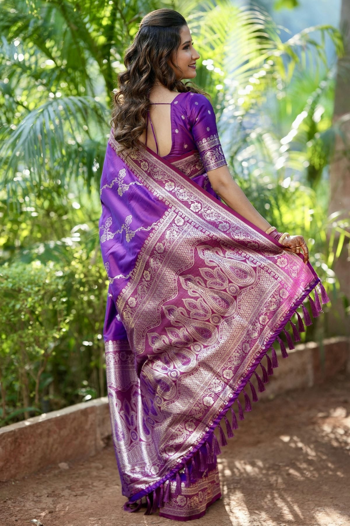 Violet Colour Banarasi Silk Traditional Saree SD1111940 A