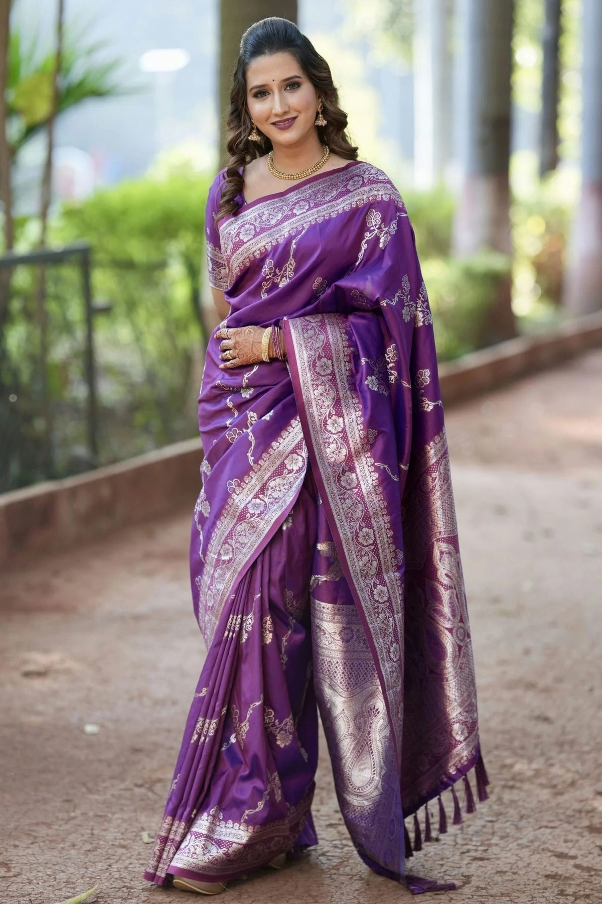 Violet Colour Banarasi Silk Traditional Saree SD1111940