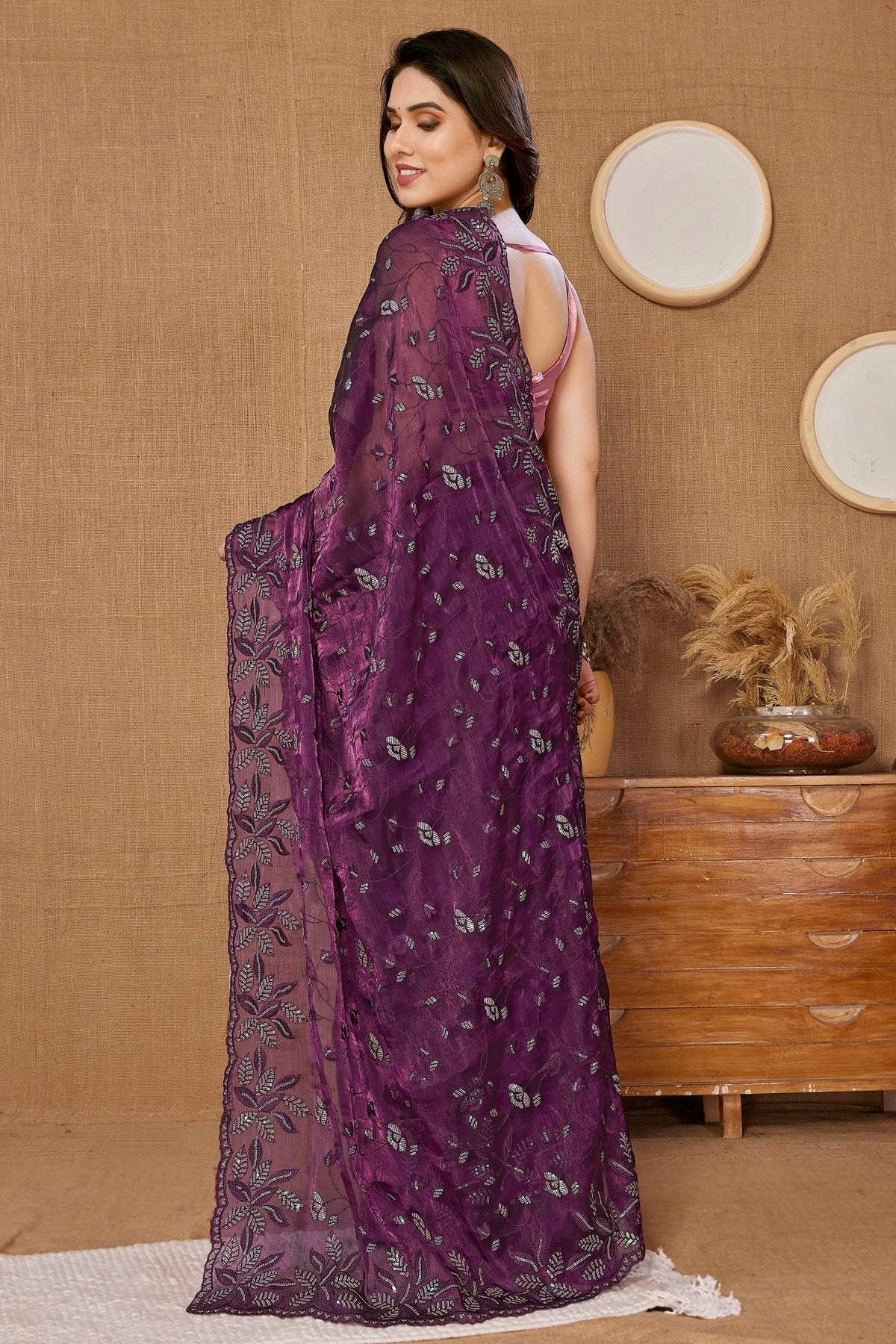 Violet Colour Burberry Saree SD1110411 A