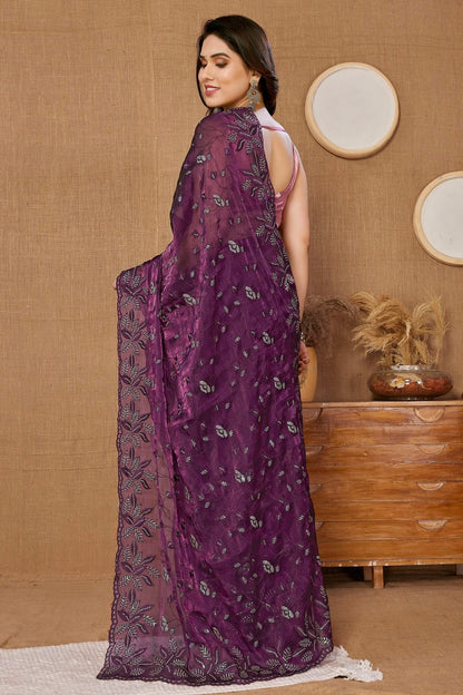 Violet Colour Burberry Saree SD1110411 A