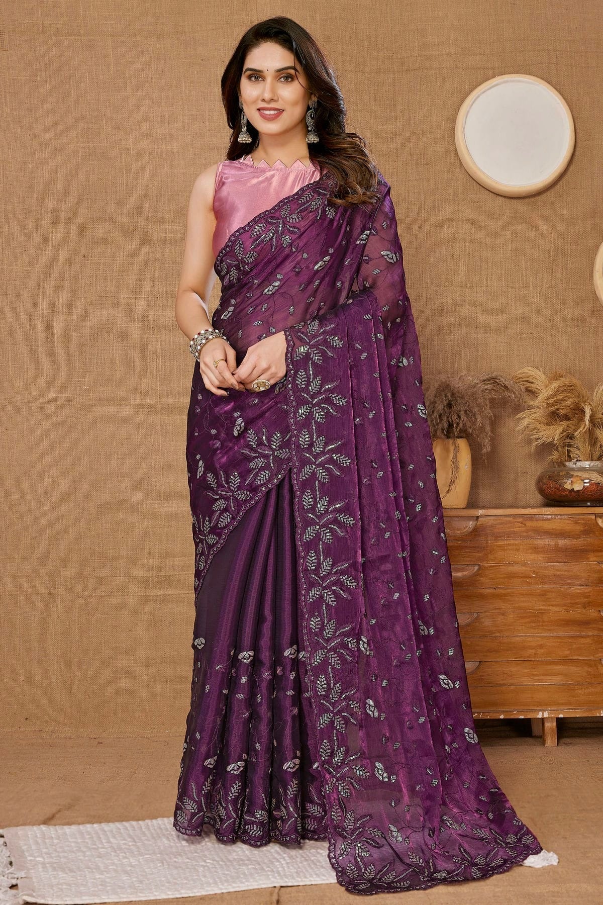 Violet Colour Burberry Saree SD1110411