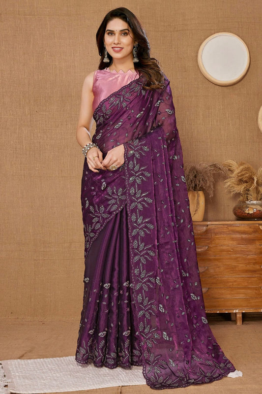 Violet Colour Burberry Saree SD1110411