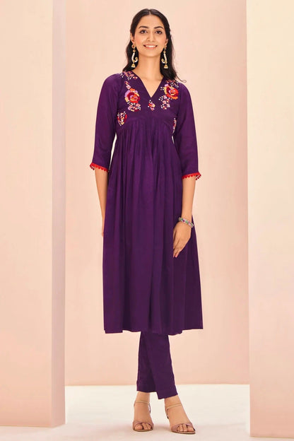 Violet Colour Chinon Top and Bottom TP1080929 A