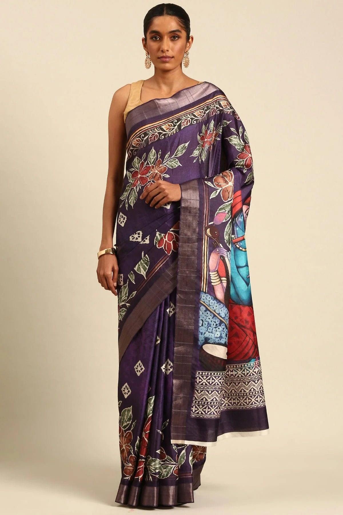 Violet Colour Cotton Printed Saree SD1102394