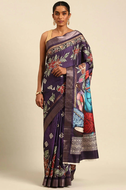 Violet Colour Cotton Printed Saree SD1102394