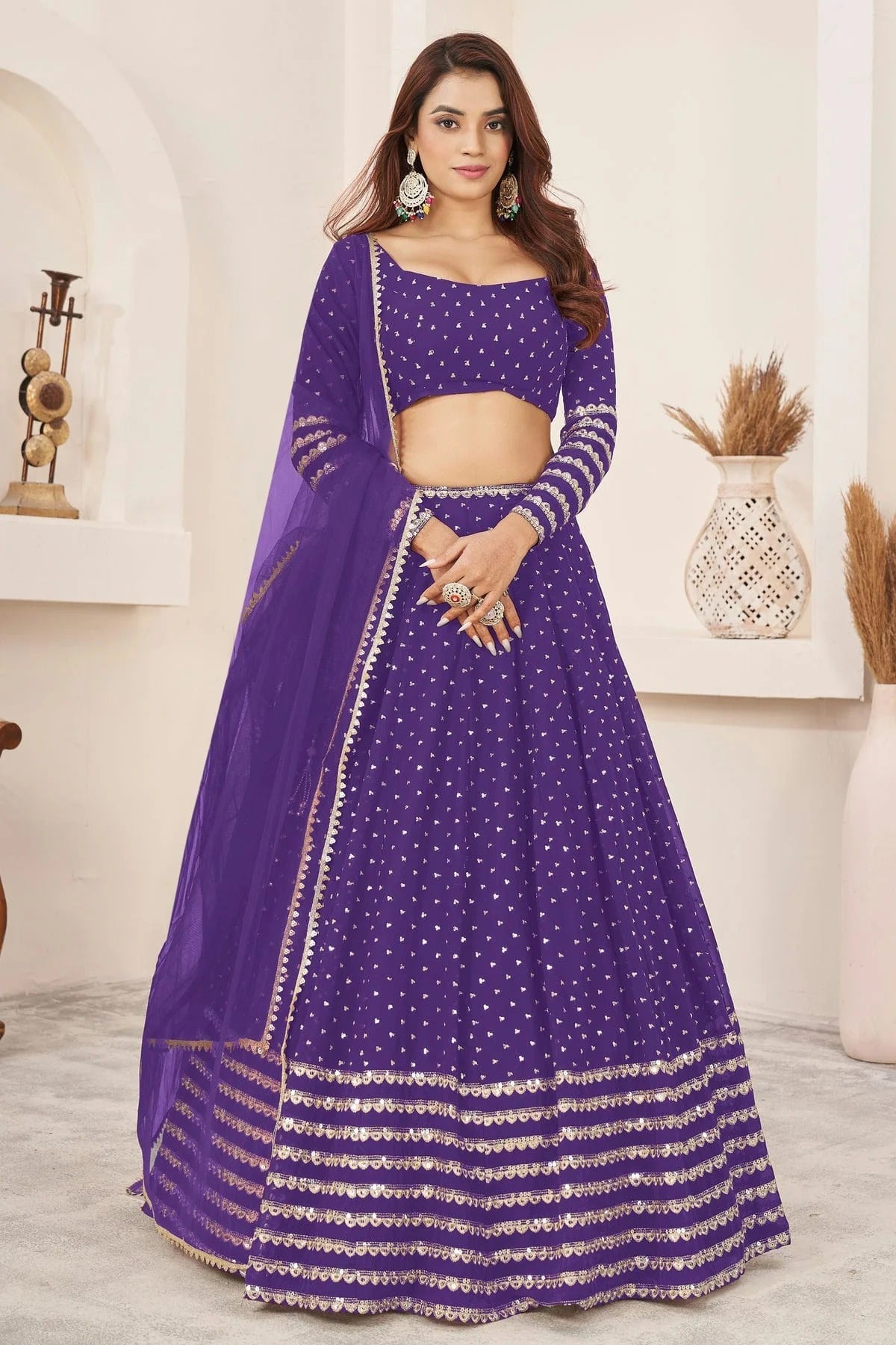 Violet Colour Georgette Lehenga Choli LC1010271