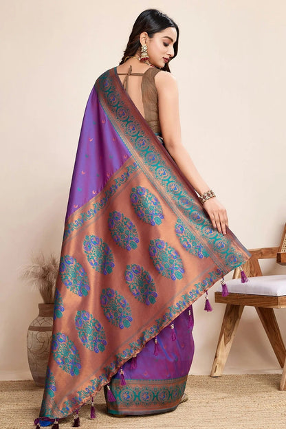 Violet Colour Jacquard Silk Traditional Saree SD1112097 A