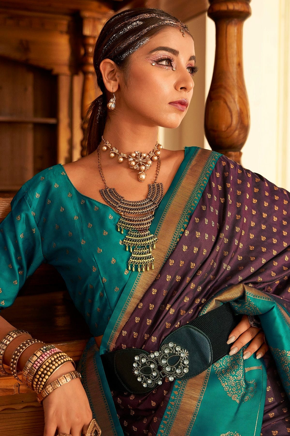 Violet Colour Soft Banarasi Silk Woven Work Saree SD1290094 A