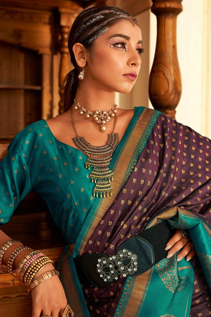 Violet Colour Soft Banarasi Silk Woven Work Saree SD1290094 A