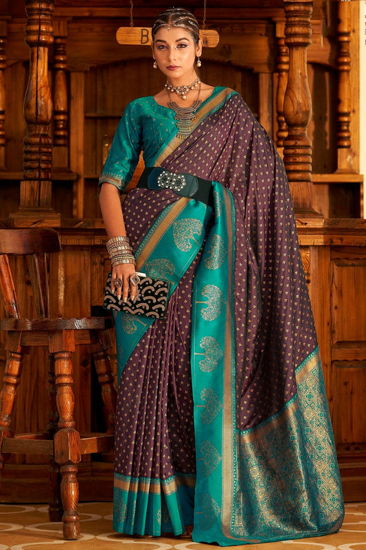 Violet Colour Soft Banarasi Silk Woven Work Saree SD1290094