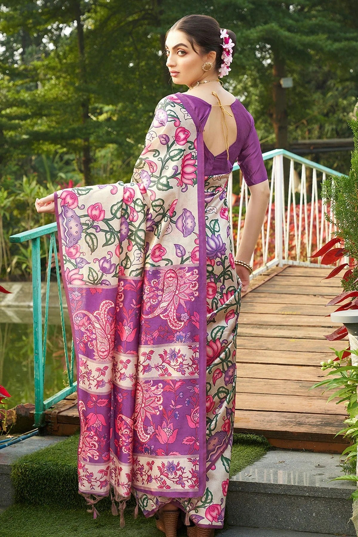 Violet Colour Tussar Silk Printed Saree SD1112086 A