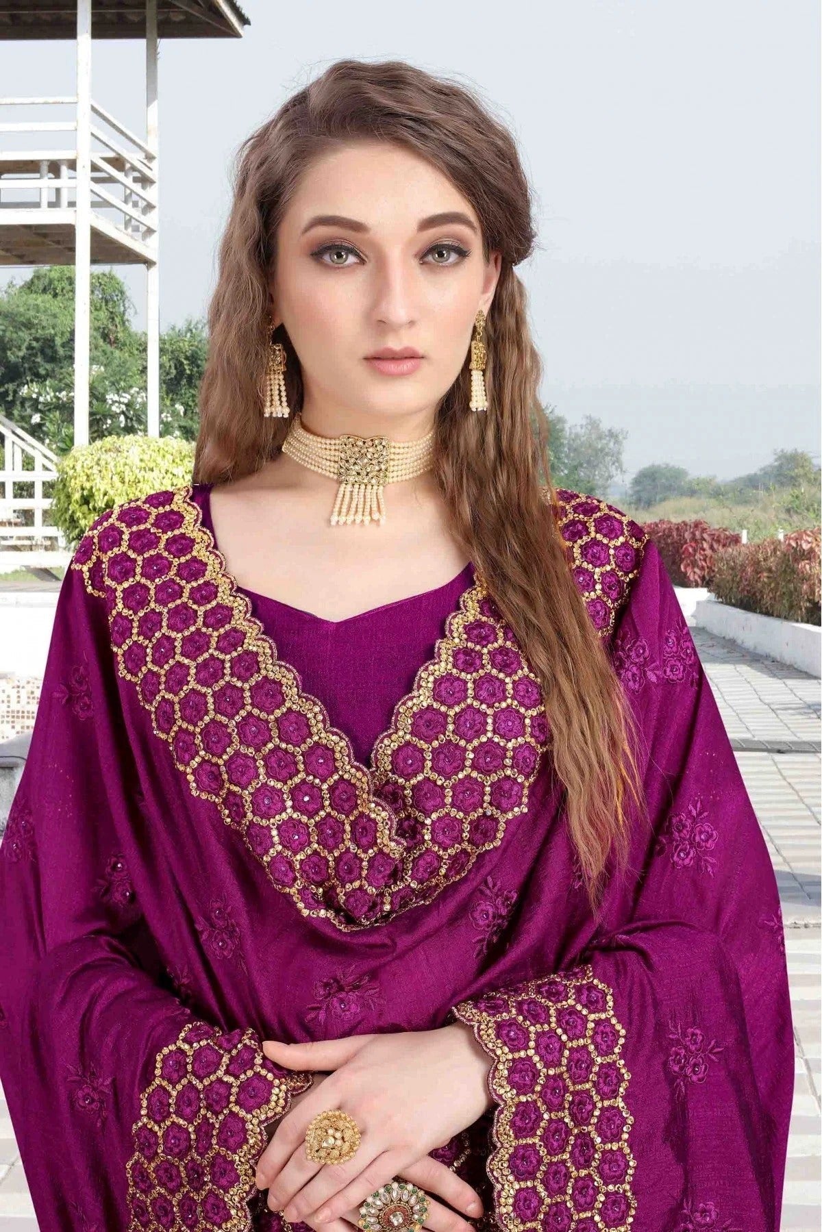 Violet Colour Vichitra Silk Designer Saree SD1120605 A